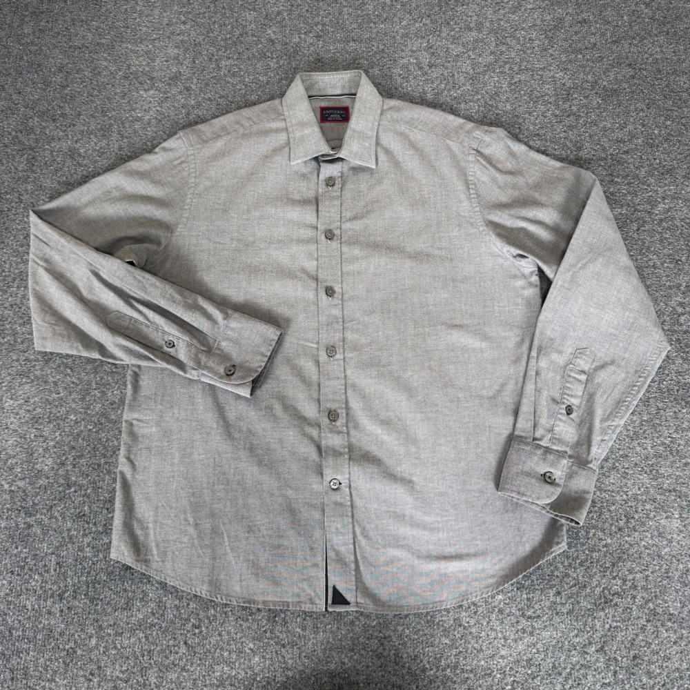 UNTUCKit Mens Medium Button Down Shirt Gray Grey Cotton Long Sleeve Casual Work